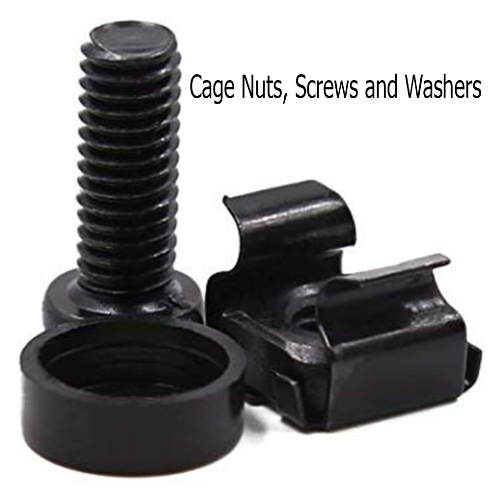 BLACK 20 Pack of M6 Cage Nuts Screws Washers 19" Data Network Rack Cabinet Mount 